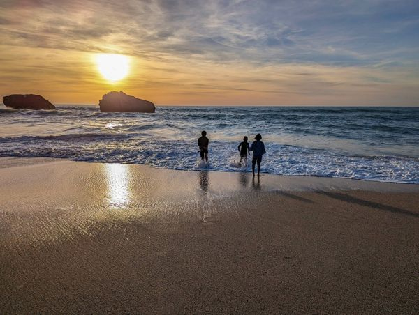 children beach outing basque country holiday